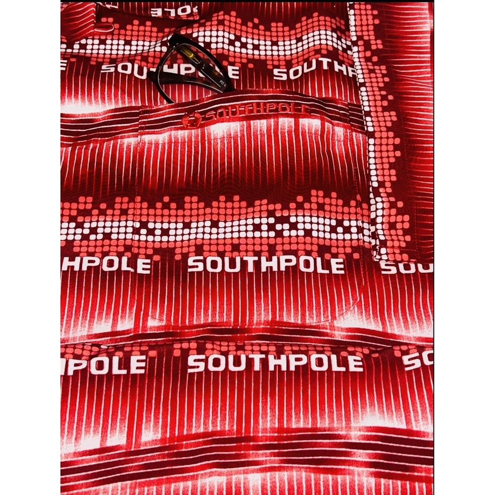 South Pole Digital Print Button Up Shirt SZ XXL, Street Wear Urban Hip Hop Y2K!! - Picture 9 of 13